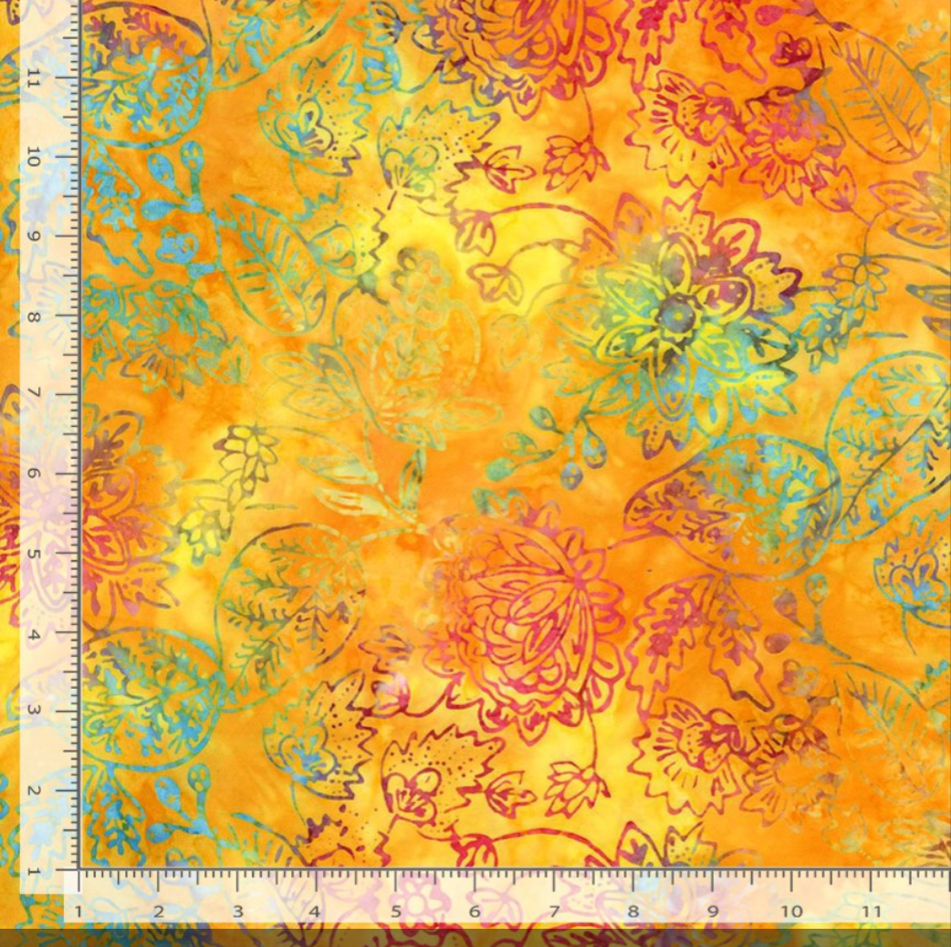 XTonga Embroidery Orange Batik 106" Wide Yardage