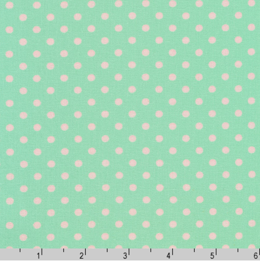 Sevenberry Dots-A-Lot - Pink Dots on Sage Yardage
