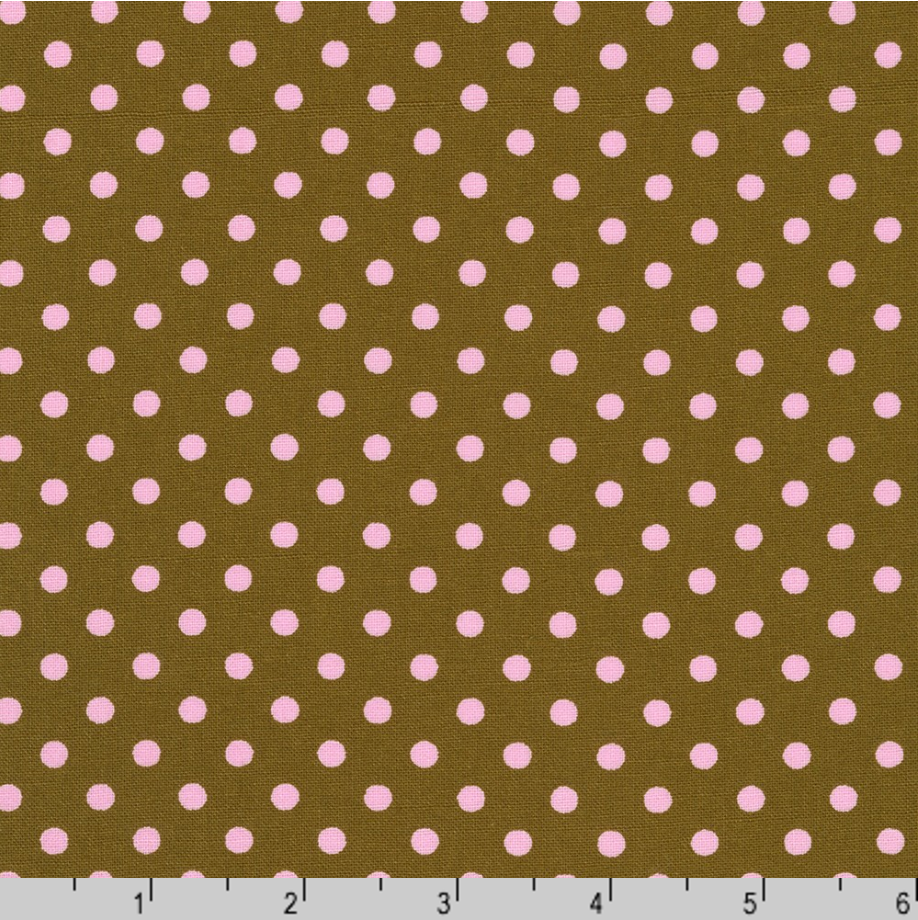 Fat Quarter  - Sevenberry Dots-A-Lot - Pink Dots on Brown