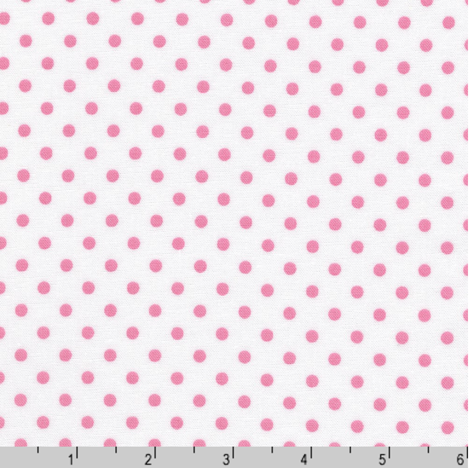 Sevenberry Dots-A-Lot - Pink Dots on White Yardage