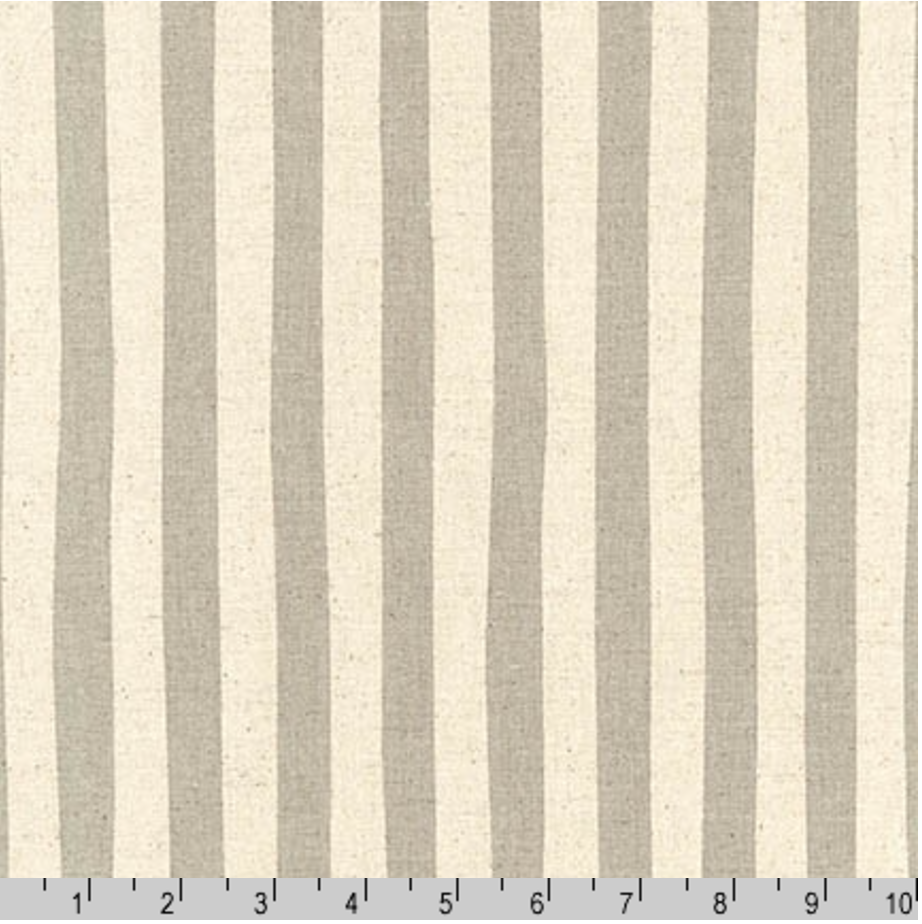 Sevenberry Canvas Natural Stripes Grey Yardage