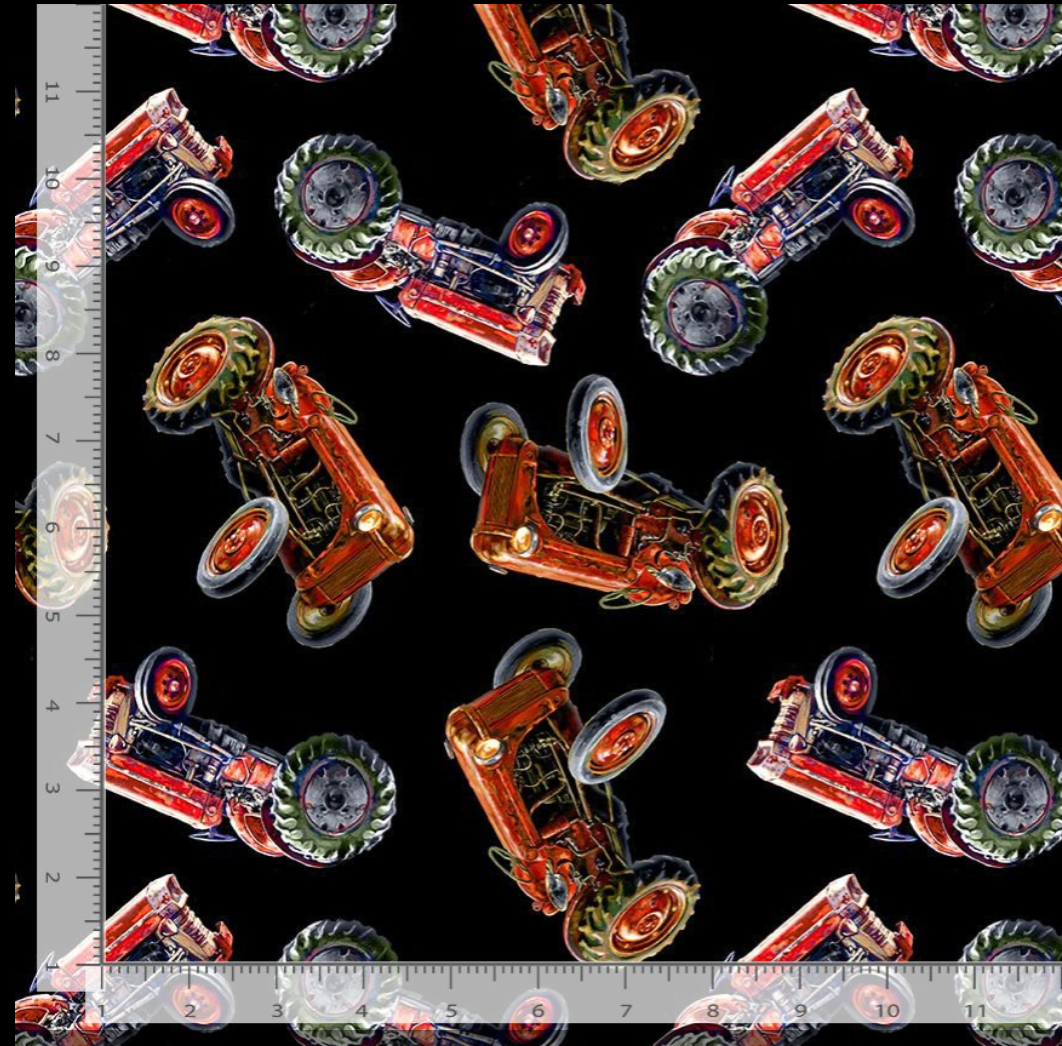 Rolling Hills - Tossed Farm Tractors Yardage