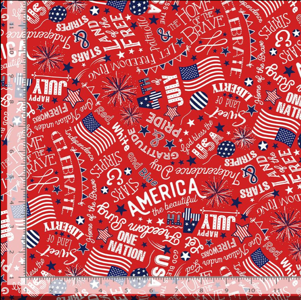 Star Spangled - Patriotic 4th of July Quote Yardage