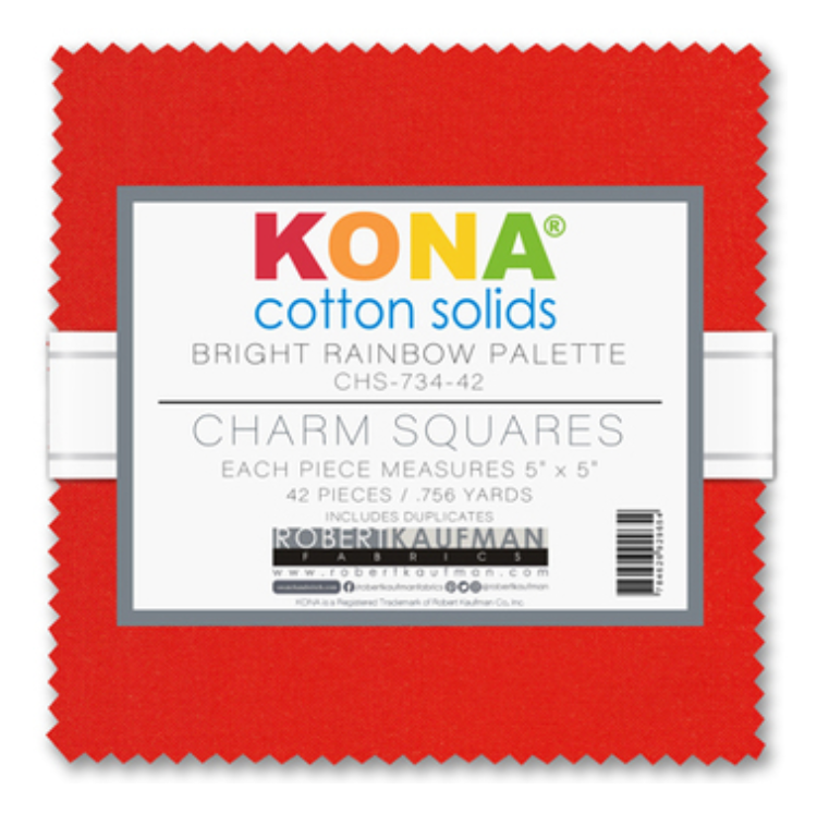 Kona Cotton Bright Rainbow Palette Charm Pack
