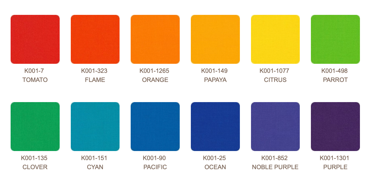 Kona Cotton Bright Rainbow Palette Charm Pack
