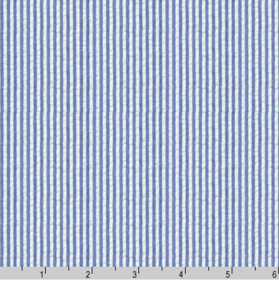 Seersucker Stripe Royal - Cotton & Polyester Blend - 56" Width