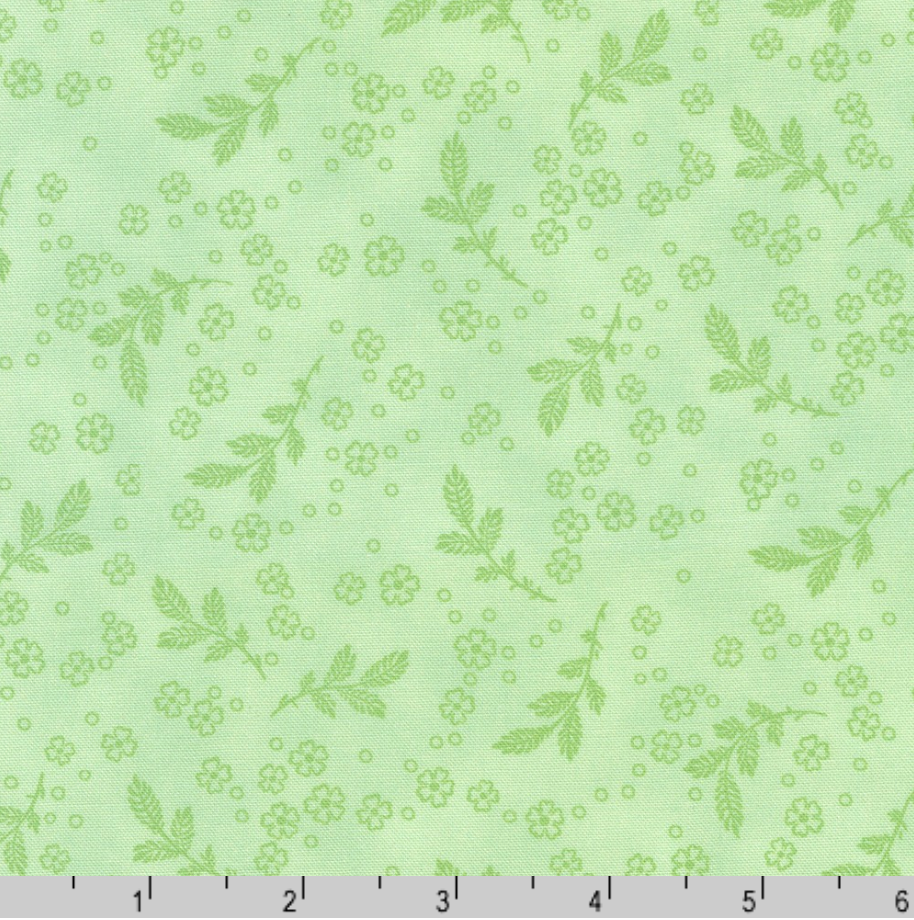 Flowerhouse - Georgina - Leaves Honeydew Yardage