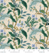 Vintage Garden - Peacock - Cream Metallic Yardage