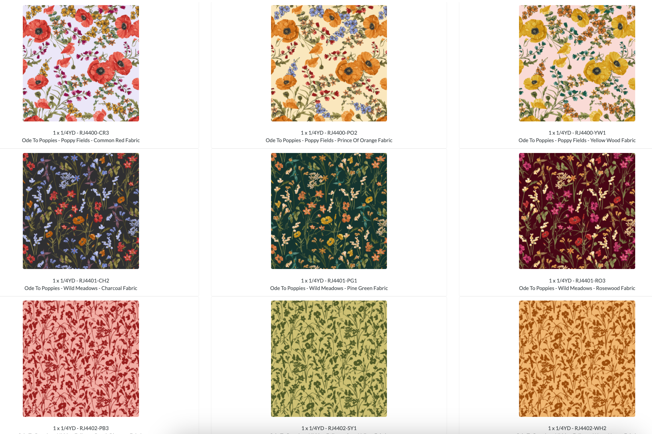 Ode to Poppies 5x5 Pack/Charm Pack