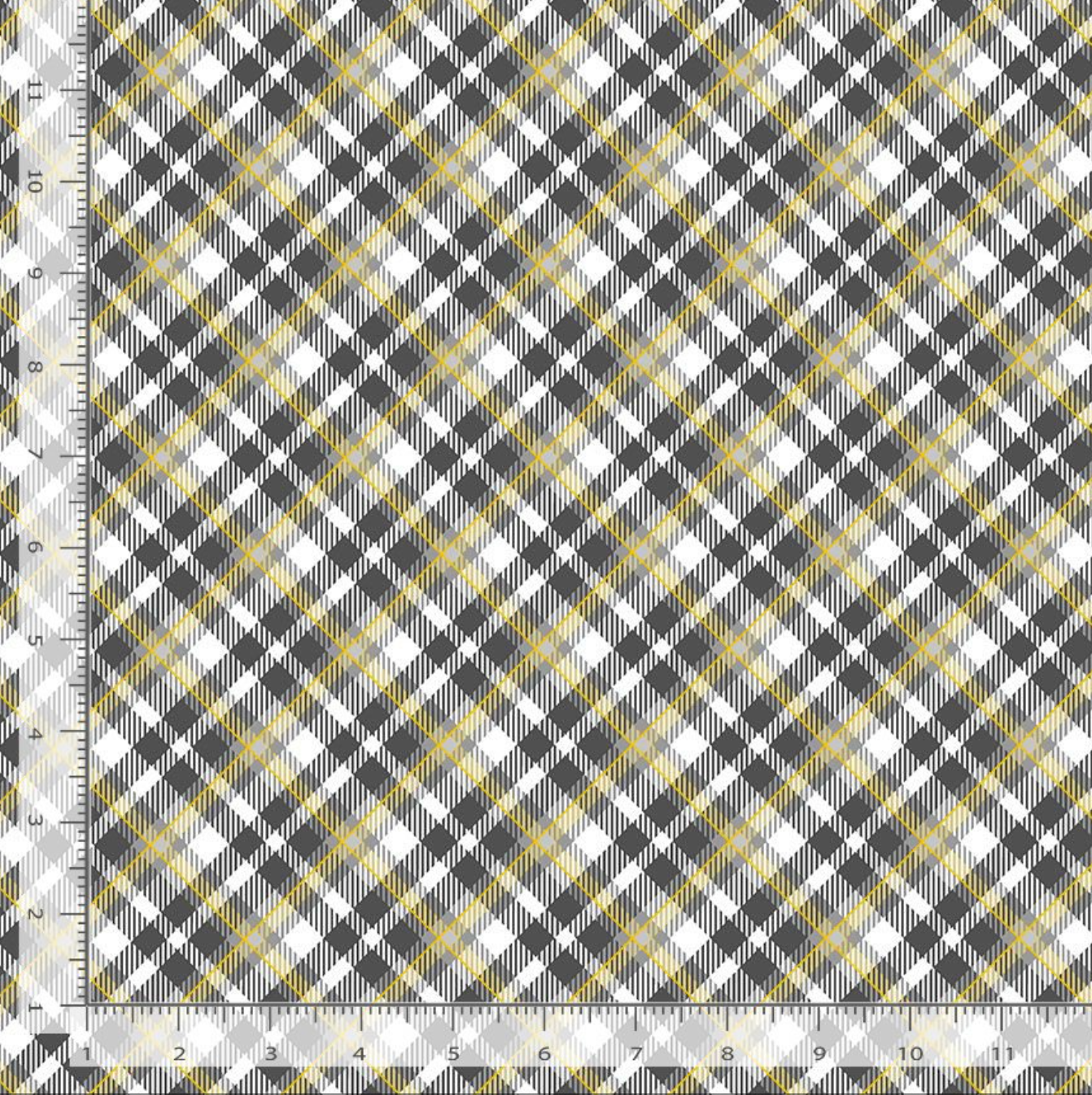 Holiday Plaid Grey Metallic Yardage