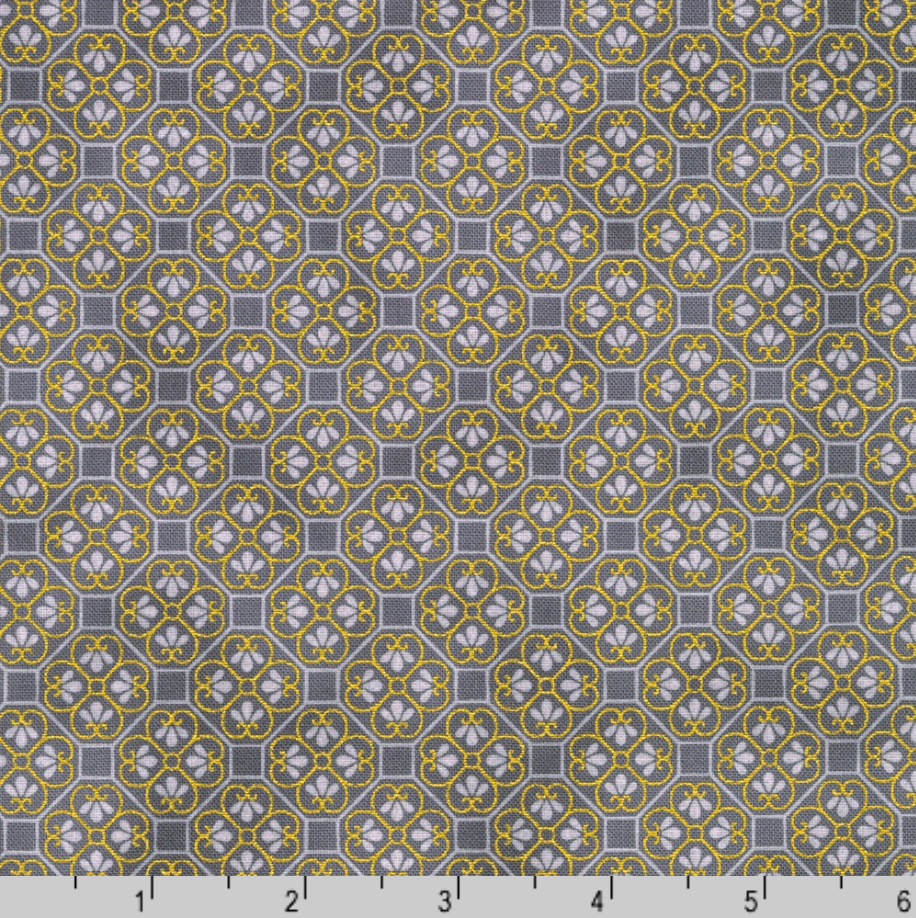 Imperial Collection: Honoka - Quatrefoil Charcoal Metallic Yardage