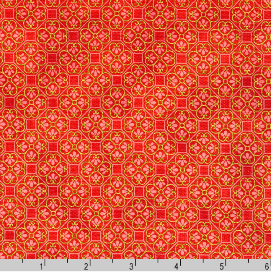 Imperial Collection: Honoka - Quatrefoil Cherry Metallic Yardage