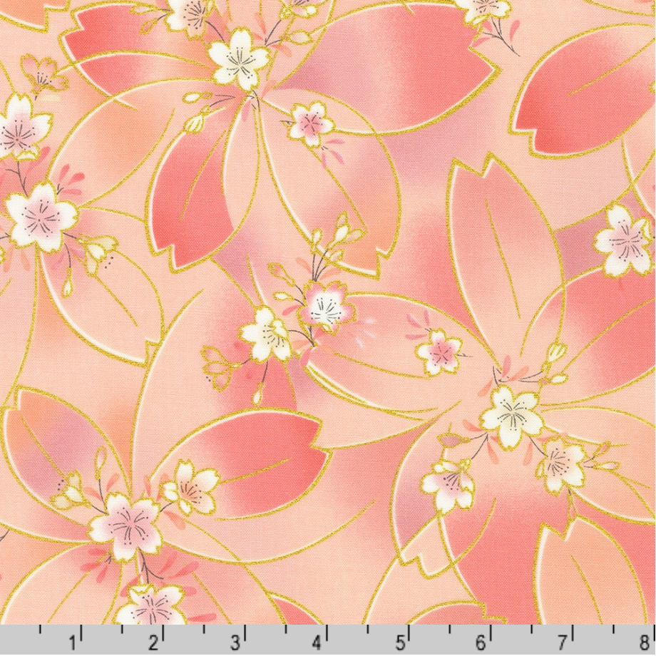 Imperial Collection: Honoka - Japanese Flowers Peach Metallic - Remnant