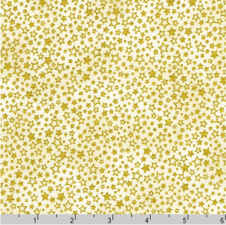 Holiday Charms - Gold Stars on Ivory Yardage
