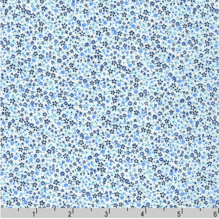 Sevenberry Petite Garden Blues - Florals Periwinkle Yardage