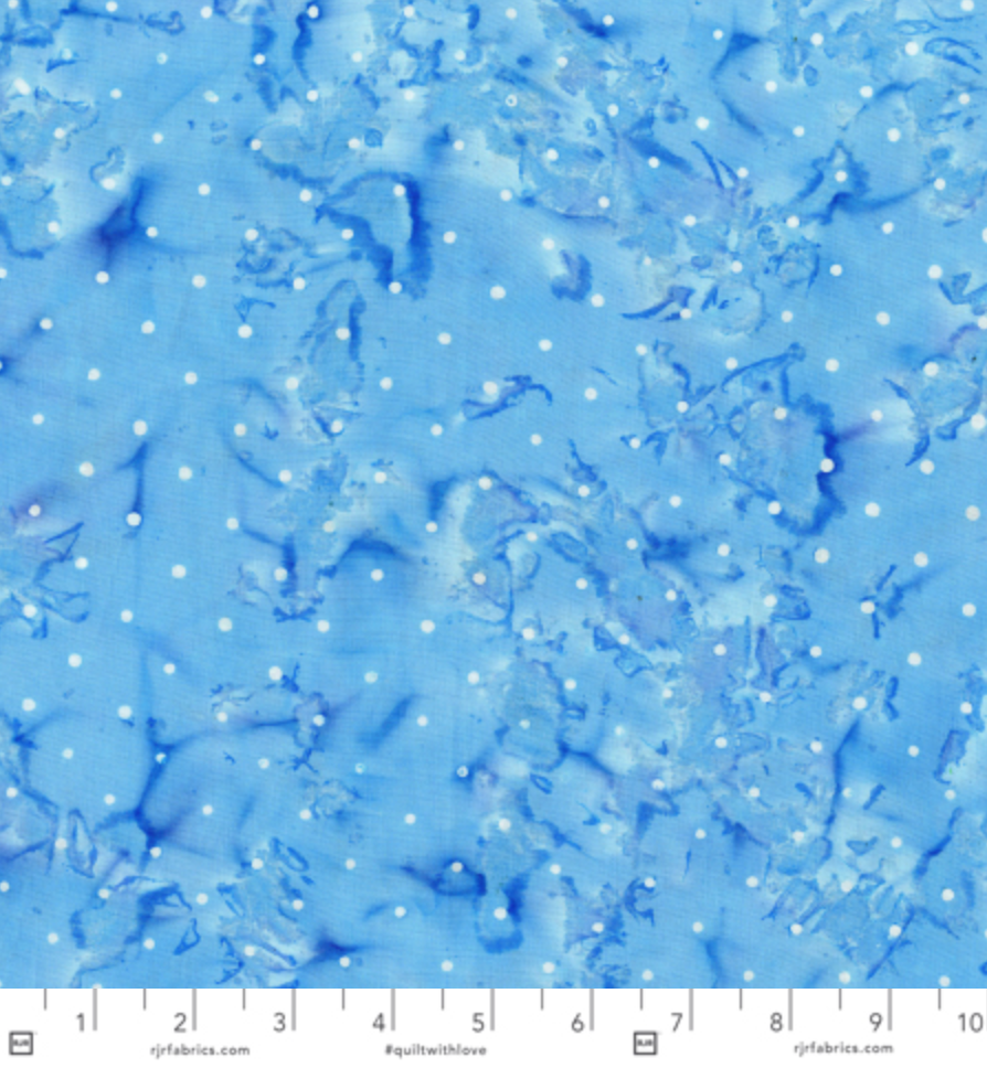 Blossom Batiks – Splash – Pin Dot – Forget-Me-Not fabric featuring delicate pin dot patterns in soothing blue hues by RJR Fabrics.