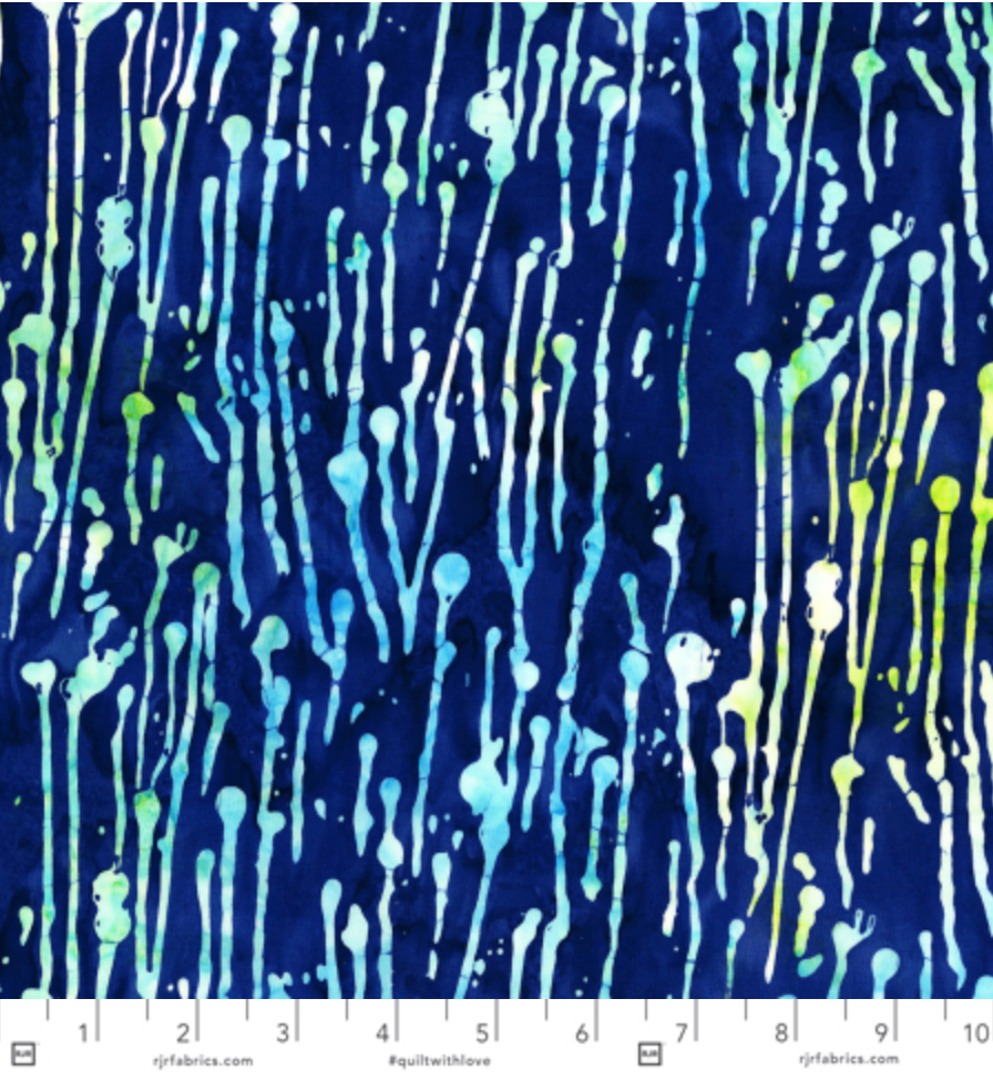 Blossom Batiks - Paint Drips - Waterfall Batik Yardage
