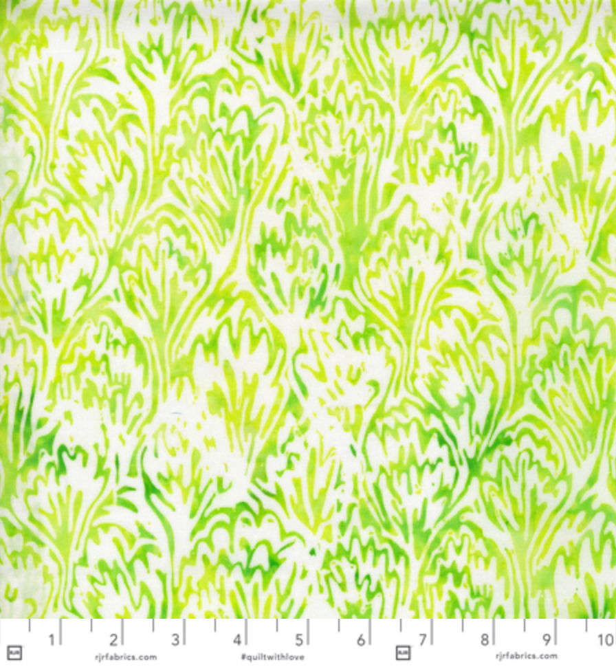 Blossom Batiks - Feathers - Lemon Verbena Batik Yardage