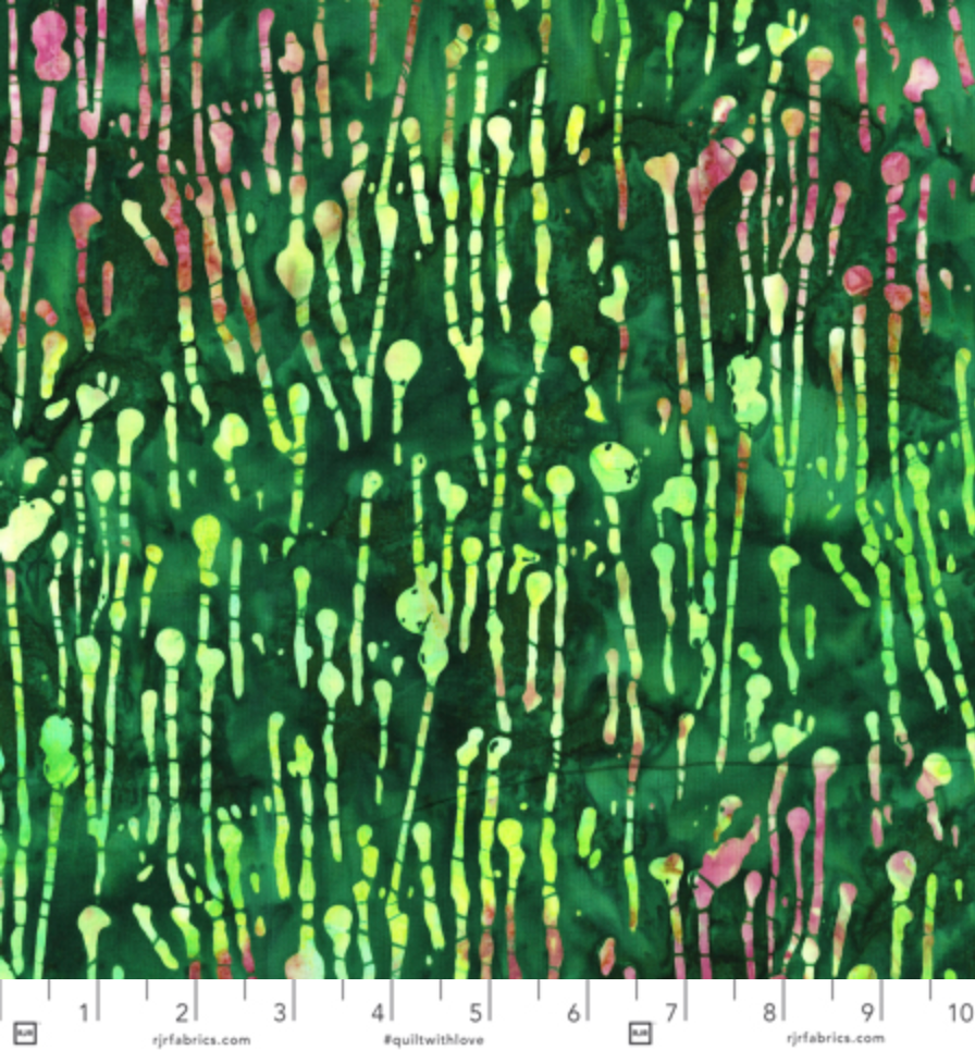Blossom Batiks - Paint Drips - Meadow Batik Yardage