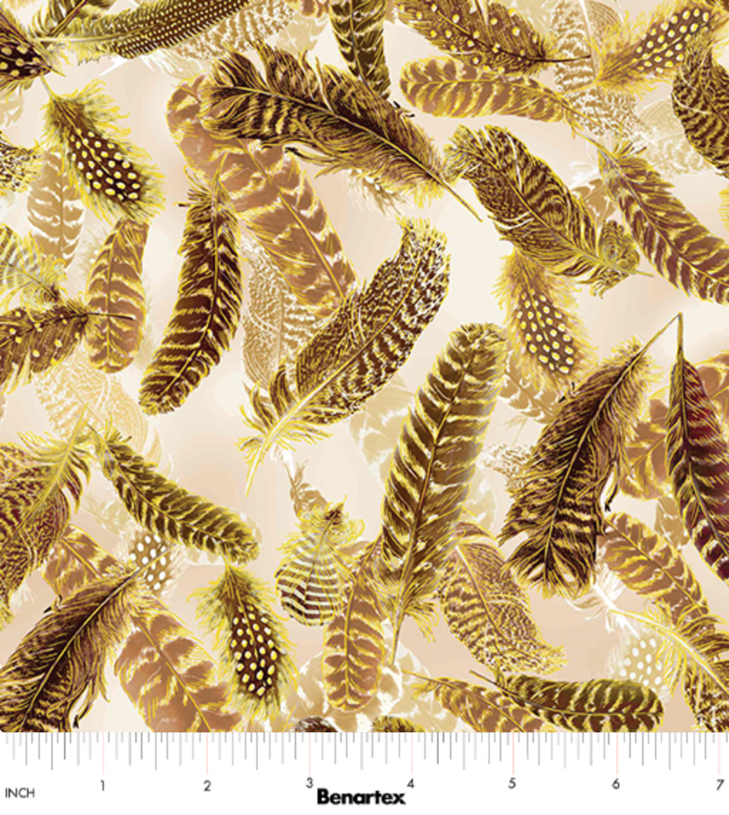 Gilded Feathers - Gilded Feathers Neutral Metallic Yardage