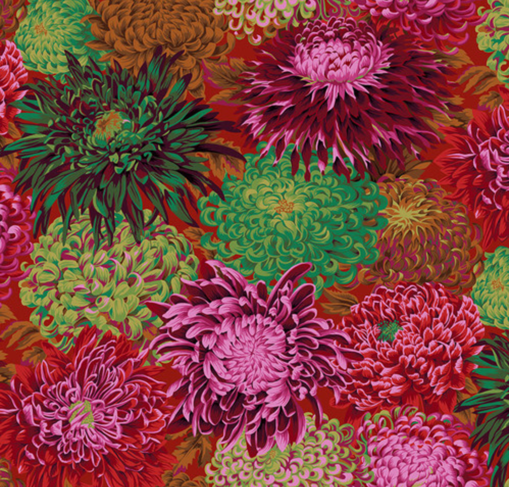 Kaffe Fassett Collective Classics - Japanese Chrysanthemum Scarlett Yardage