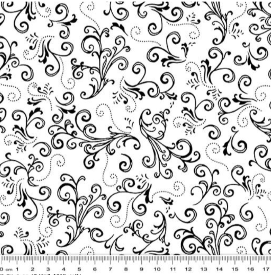 Night and Day - Jeweled Scroll White/Black Yardage