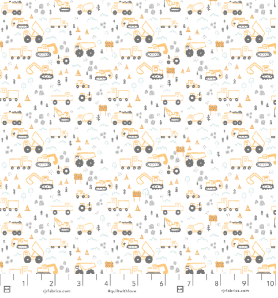 Let's Dig - Hard Hats Required - Yellow Yardage