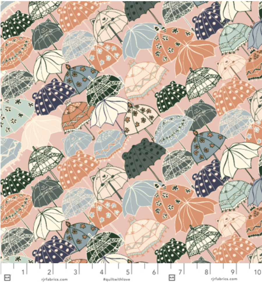 Splish Splash - Under My Umbrella - Soft Pink Yardage