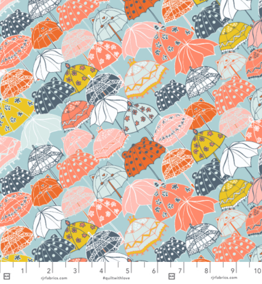 Splish Splash - Under My Umbrella - Sky Blue Yardage