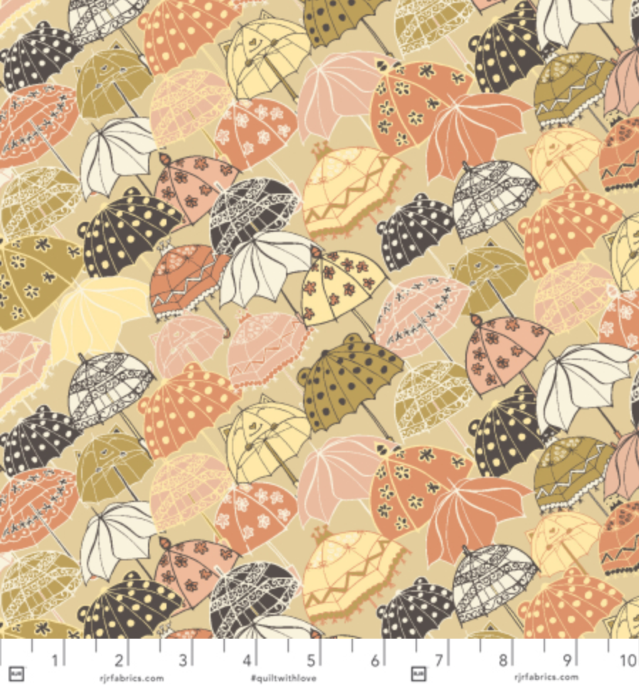 Splish Splash - Under My Umbrella - Muted Yellow Yardage