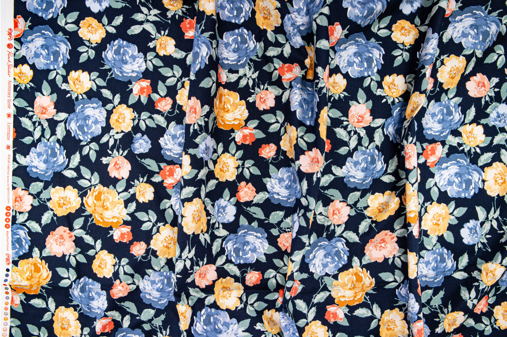 Summer Rose - Lorraine - Midnight Metallic Yardage