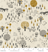 Nightfall - Omatsuri Nakama - Kitsunekun to Tomodachi - Black Unbleached Metallic Yardage