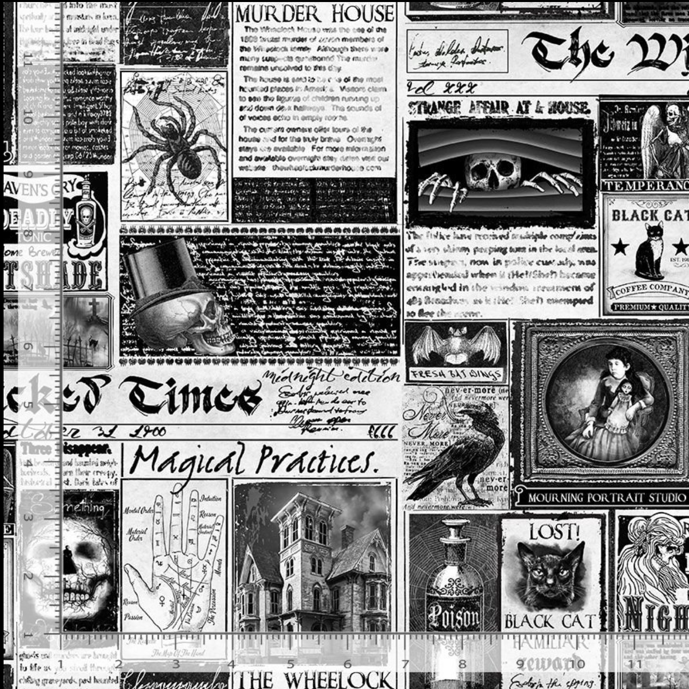 Mad Scientist - Wicked Time Newspaper Yardage
