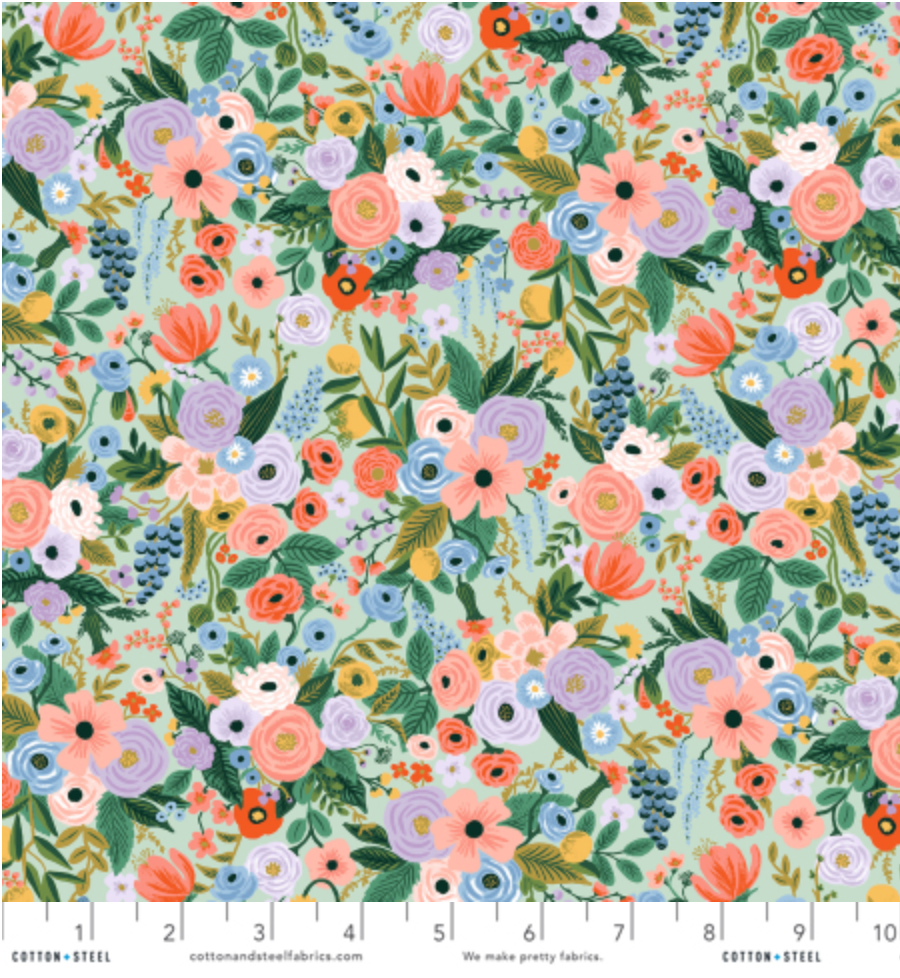 Petite Garden Party Mint Rayon Fabric by Rifle Paper Co. for Cotton + Steel – mint green floral print on drapey rayon.