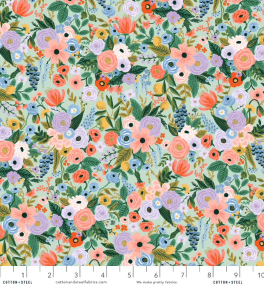 Petite Garden Party Mint Fabric by Rifle Paper Co. for Cotton + Steel – mint green cotton with tiny pastel floral pattern.