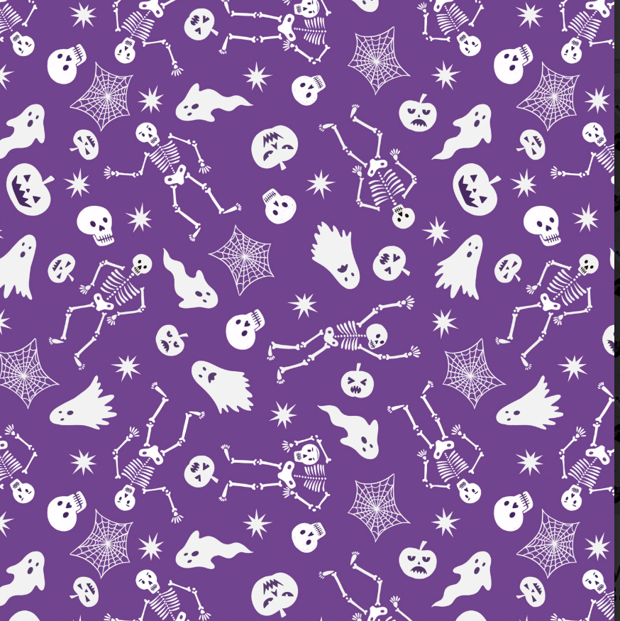 Witchy Woods - Spooky Friends on Purple Glow in the Dark Yardage