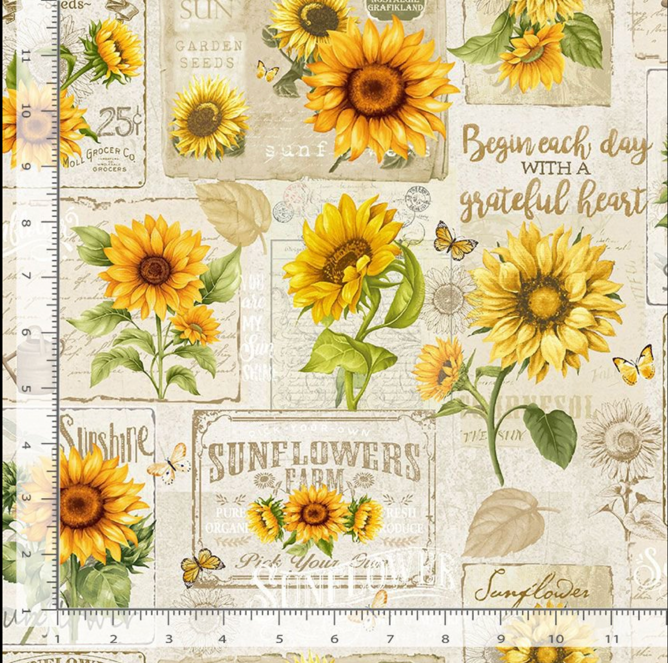 Sunflower Farm - Sunflower Collage Yardage