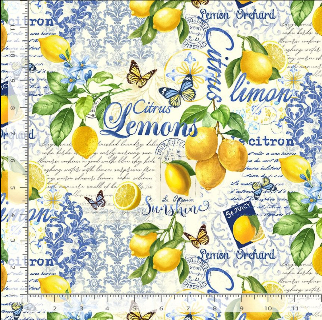 Limoncello - Lemon Collage Yardage
