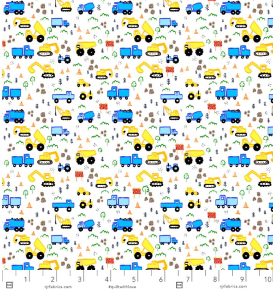 Let's Dig - Hard Hats Required - Royal Blue  Yardage