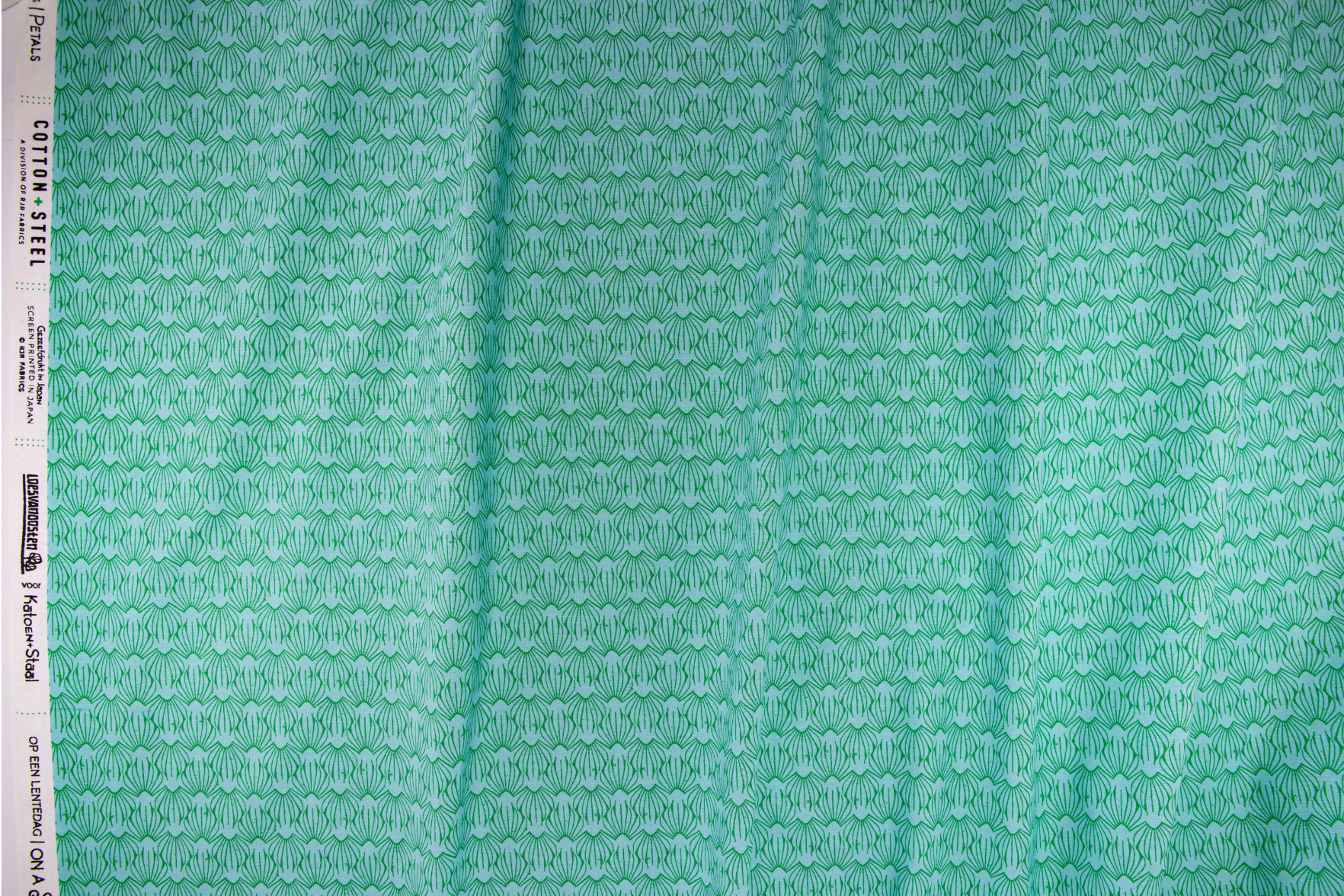 On a Spring Day – Petal – Paradise fabric featuring delicate petal motifs in a tranquil paradise colorway by Loes van Oosten for Cotton+Steel.