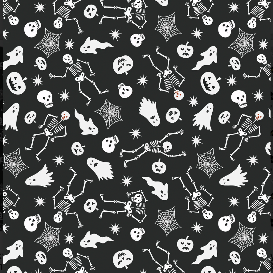 Witchy Woods - Spooky Friends on Black Glow in the Dark Yardage
