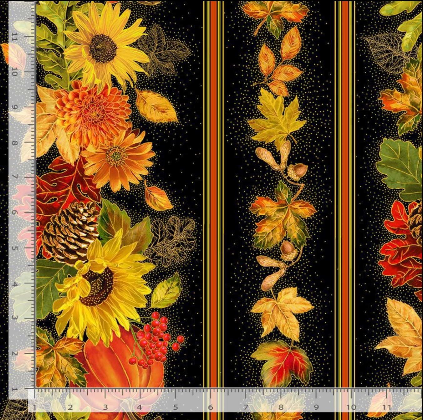 Thankful - Harvest 11" Stripe Metallic Yardage