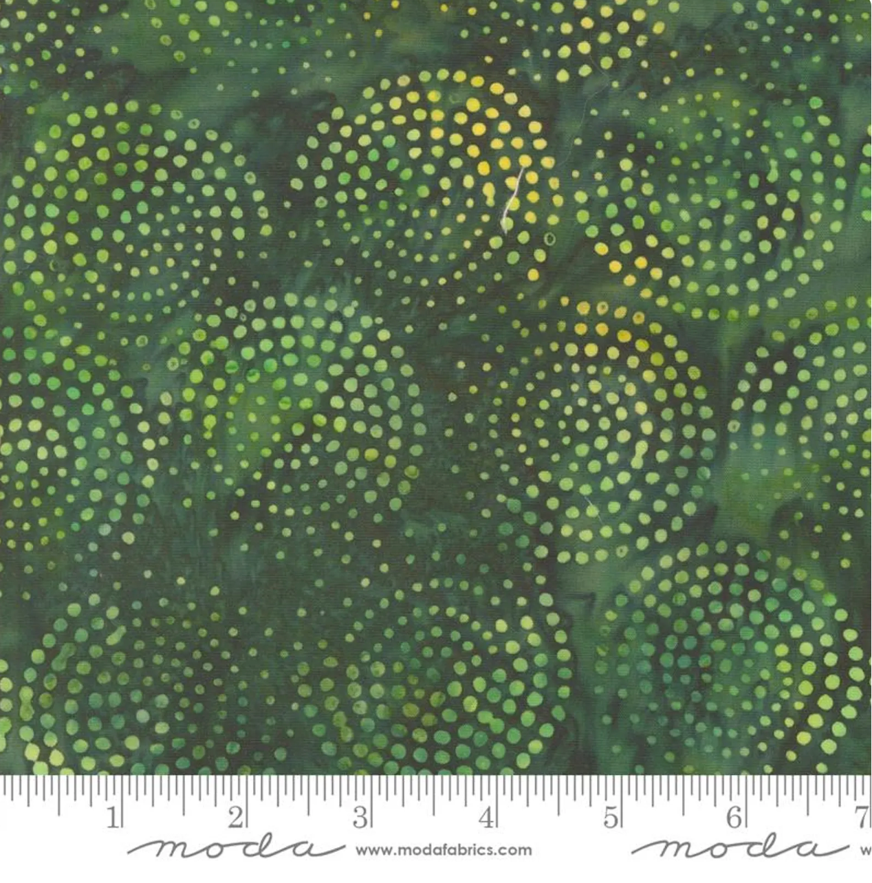 Echo Batiks – Pine Swirl fabric featuring a dynamic pine green swirl pattern, 100% cotton batik by Moda Fabrics