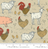 Farmstead - Animal Farm in Linen fabric featuring charming farm animal illustrations on a linen-colored background, 100% cotton by Moda Fabrics