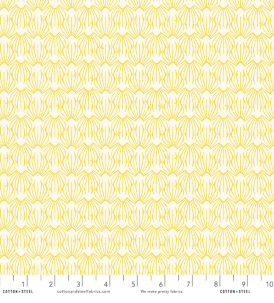 On a Spring Day – Petal – Sunshine fabric featuring delicate yellow petal motifs on a pale background by Loes van Oosten for Cotton+Steel.