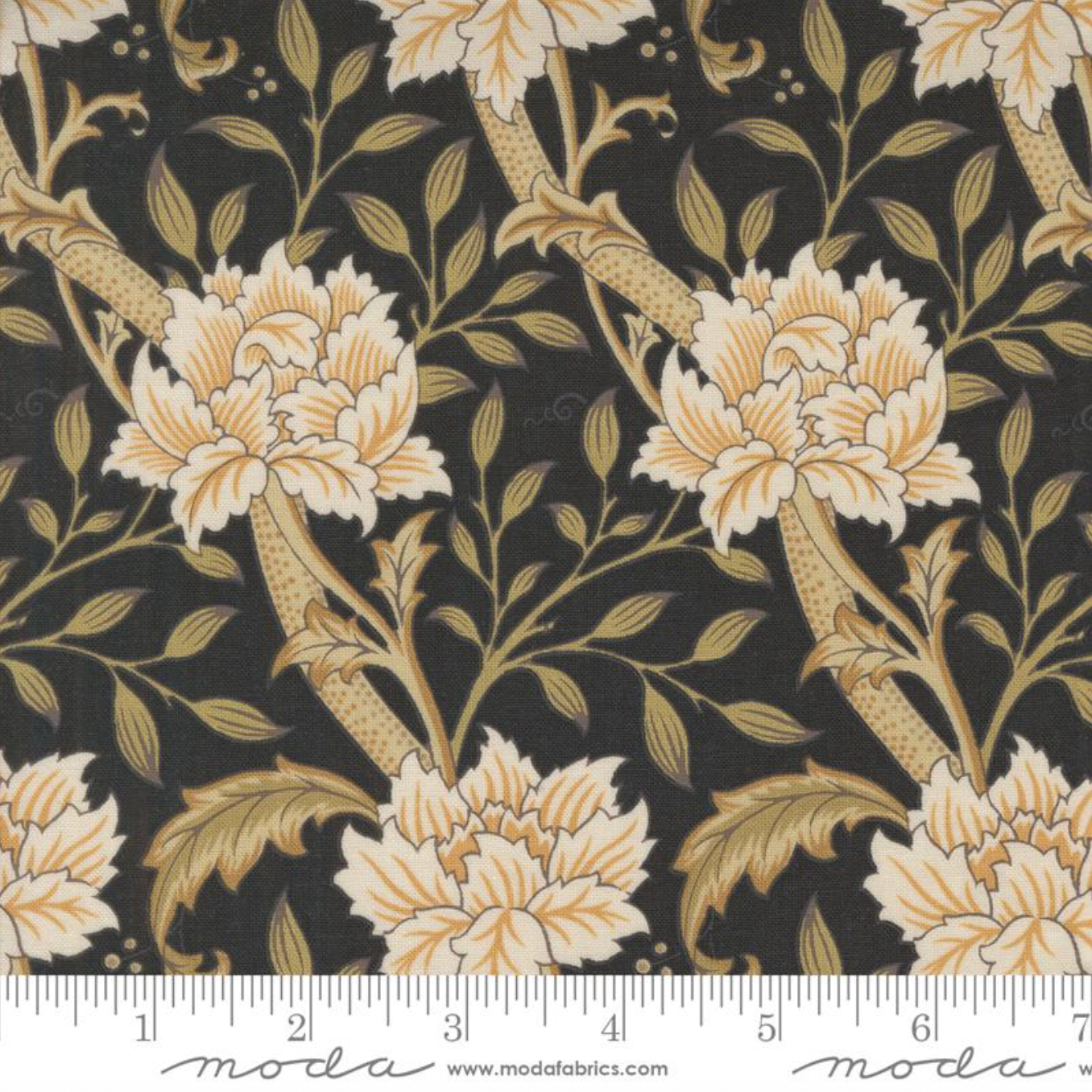 Morris Manor – Hammersmith Florals Ebony by Barbara Brackman for Moda Fabrics.