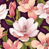 Magnolia floral print in cream and pink on a rich aubergine purple background from the Flower Festival collection by Benartex.