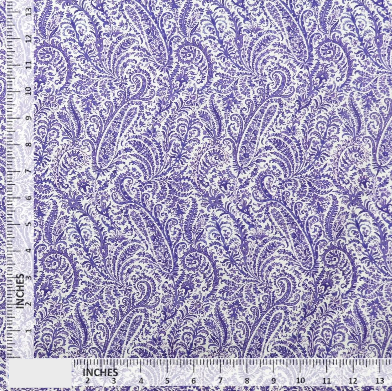 Purple paisley quilting cotton fabric from the Lavender Fields collection by Benartex, featuring detailed floral motifs in lavender and violet tones.