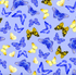 Sunflower Sunrise Butterfly Sunrise Blue fabric by Kanvas Studio – vibrant cotton fabric with butterflies and radiant blue tones, SKU 9874-84.