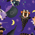 Spooktacular Gnomes fabric with purple background, Halloween gnomes, pumpkins, and stars – 12796-66 by Andi Metz for Kanvas Studio.